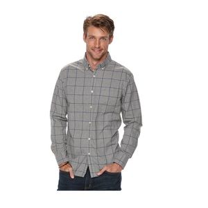 Sonoma Good for Life Modern Fit Plaid Poplin Button Down Shirt XL NWT